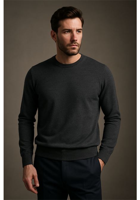 Maglia Uomo Girocollo Cavalieri Milano in Lana Merino, Cashmere e Seta  Grigio Antracite Cavalieri Milano | Maglieria | 87132702